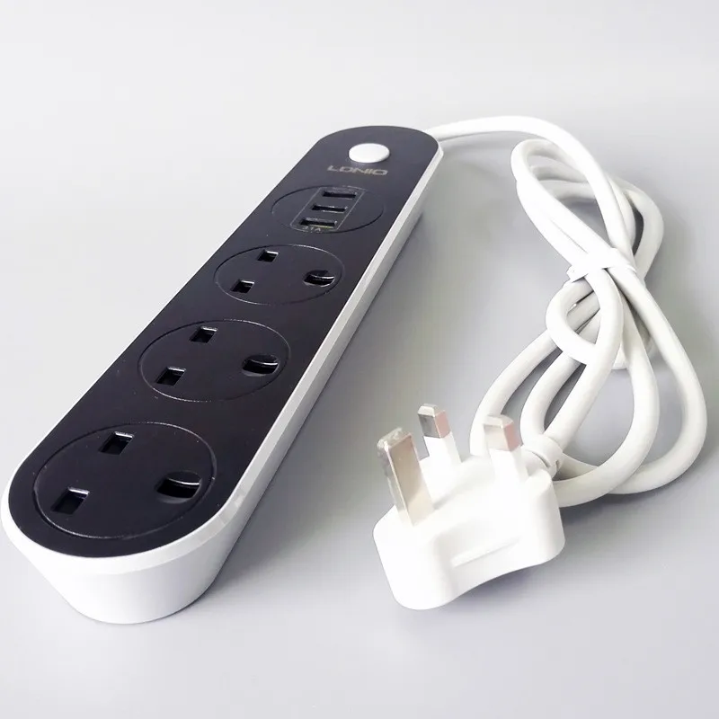Удлинитель PLYMOTON 2500 Вт с 3 розетками переменного тока USB портами|Удлинители