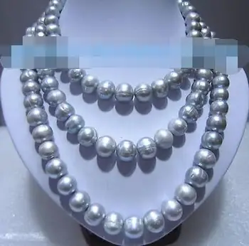 

50" AAA 9-10MM SOUTH SEA NATURAL gray PEARL NECKLACE 14K CLASP
