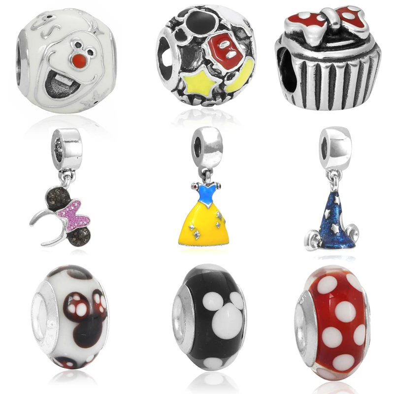 High Quality Enamel Olaf Snowman Charm Beads Fits Pandora Charms Bracelets & Bangles Xmas Cartoon Bead 2016 Newest