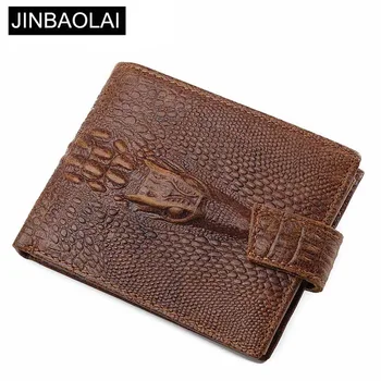 

JINBAOLAI Crocodile pattern Men Wallets Genuine Leather Coin Pocket Short Male Wallet Card Holder High Quality Men Purse