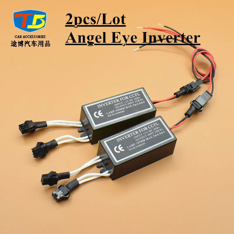 

2pcs/Lot,12V CCFL inverter Angel Eyes Halo Rings Inverters Blocks Power 2 Output Car Light Source Universal Male Plug