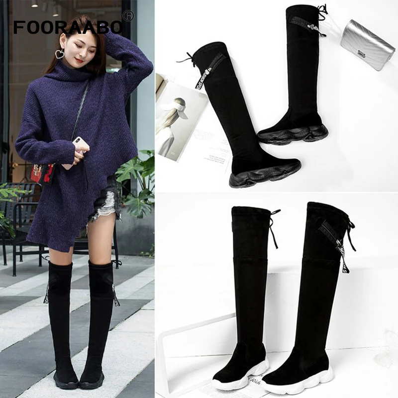 

Thigh High Boots Women Sock Boots 2018 Stretch Fabric Shoes Slip on Over The Knee Boots Women Pumps Stiletto Boots for Womens