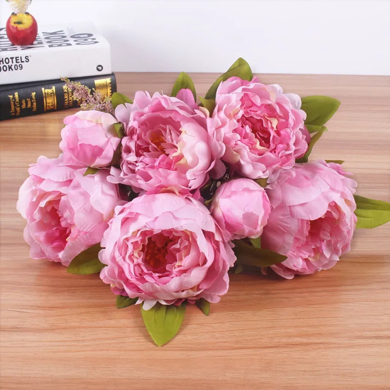(7 headsbunch) 2017 New.Silk  Simulation  Artificial flower Peony flower bouquet for wedding home decoration (7)