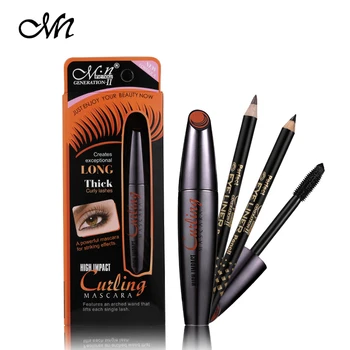

2018 new 3pcs/set Menow Professional Eye Makeup Waterproof Curling Mascara Volume Express 3D + Black Brown Eye Liner Pencil Kits