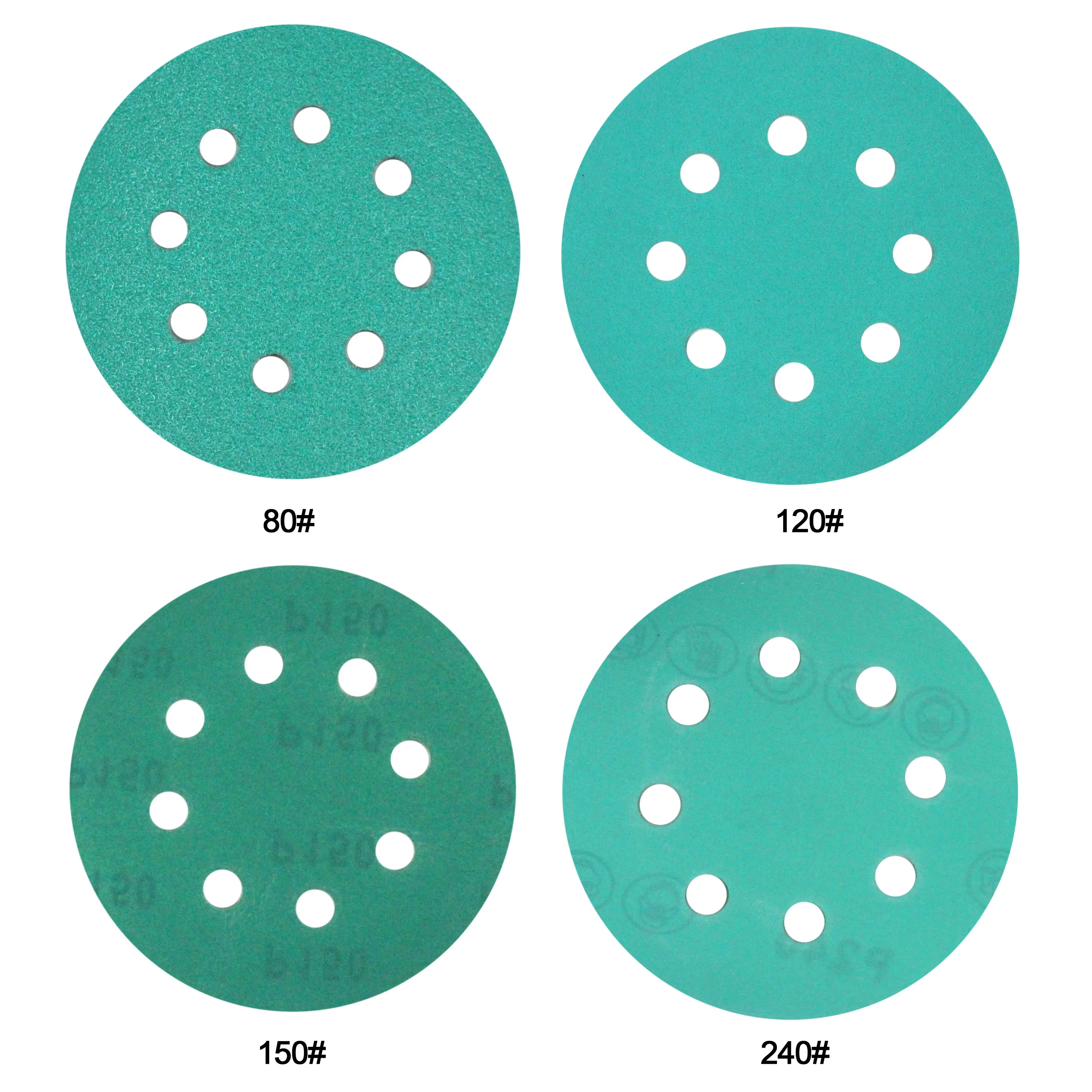 MAXMAN 10 шт. 5 дюймов 8 отверстий наждачная бумага 60-2000 гритс зеленая пленка шлифовальный диск Флокирование водный Песок Сухой/влажный шлифовальный