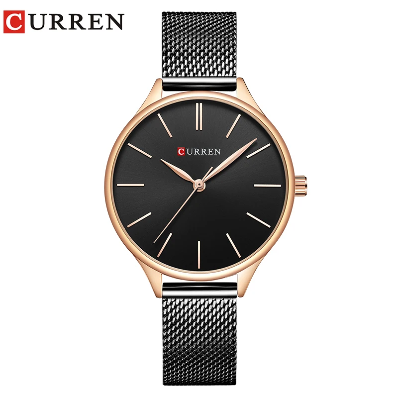 CURREN Top Brand Women Watches Dial Ladies Japanese Luxury Quartz Wristwatch Waterproof Full Steel Girl Clock Gift Reloj Mujer - Цвет: black gold