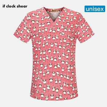 

Hospital Nurse Scrub Top Breathable Medical Surgical Uniform Beauty salon spa uniforms top+cap sets Dentistry pharmacy clothes