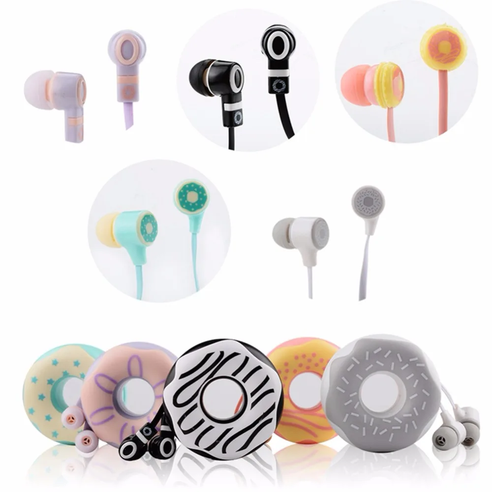 Новые Мультяшные наушники Macarons Donut Q17 портативные с микрофоном чехол для iPhone Xiaomi