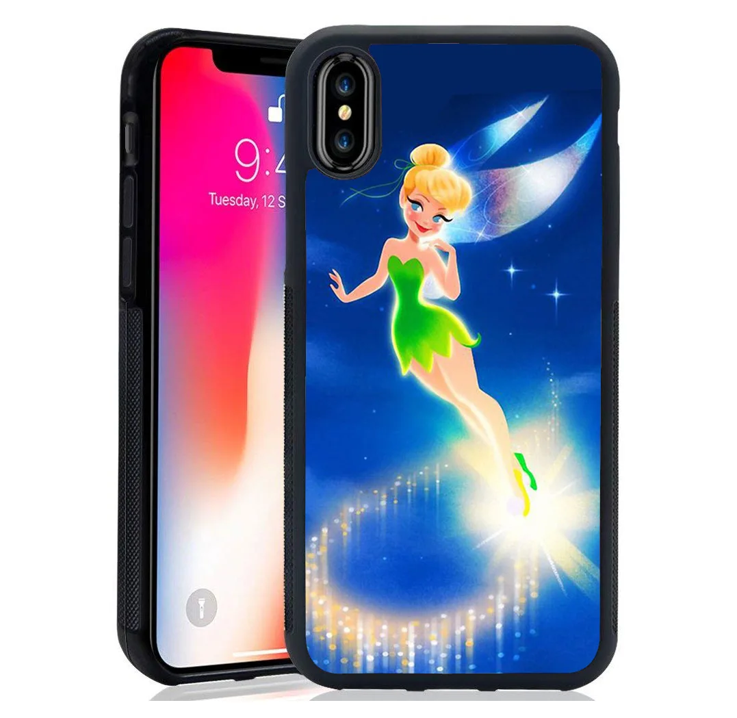 luxury tpu+Tempered Mirror shell Tinkerbell Fairy Tale Tinker Bell case For iPhone XS Max XR 8 7 7Plus 6 6S 8plus 5se |