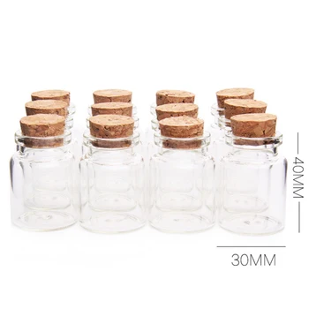 

New 10Pcs/set 30*40MM 15ML Mini Glass Bottles Wishing Bottle Empty Sample Storage Bin Jars with Cork Stoppers - Transparent