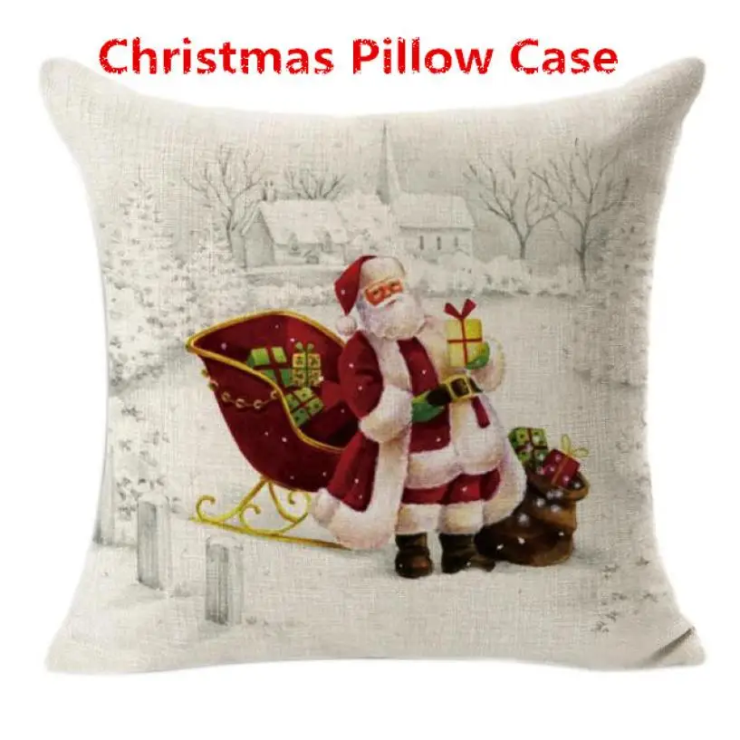 

2018 Hot Cushion Cover Christmas Festival 45X45cm squareHappy Pillow Cases New Year Gift Bedroom Sofa Decoration Kissenbezug 806