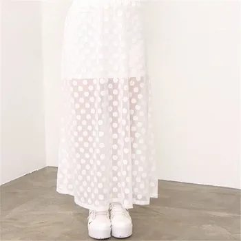 

Skirts Womens Summer Elastic High Waist Fashion Skirt Long A Line Skirt Polka Dot Casual Long Maxi Skirt