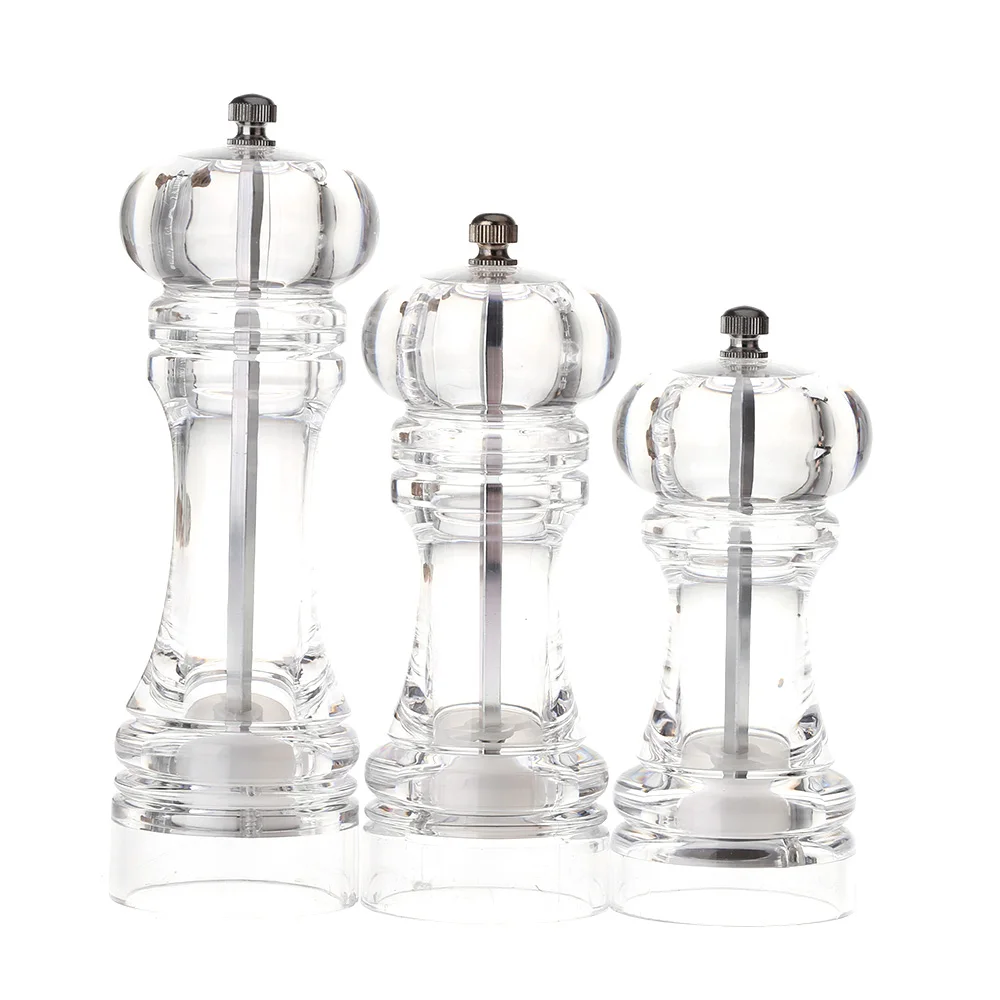 

3 Sizes 1pc salt pepper mill grinder Manual Pepper Grinder Salt Spices Mill Shaker Transparent Grinding Tool 140mm/165mm /185mm