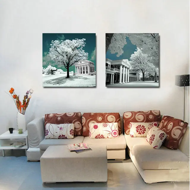 

1LOT/2PCS Square Canvas 2 Piece Plant Nordic Posters Prints Decorative Picture Painting Flower Wall Art Home Decoration No Frame