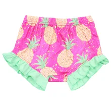Летние штаны для маленьких девочек, ананас, арбуз, с фруктовым принтом, эксклюзивные детские шаровары принцессы, Детские Блумер с рюшами, Milksilk