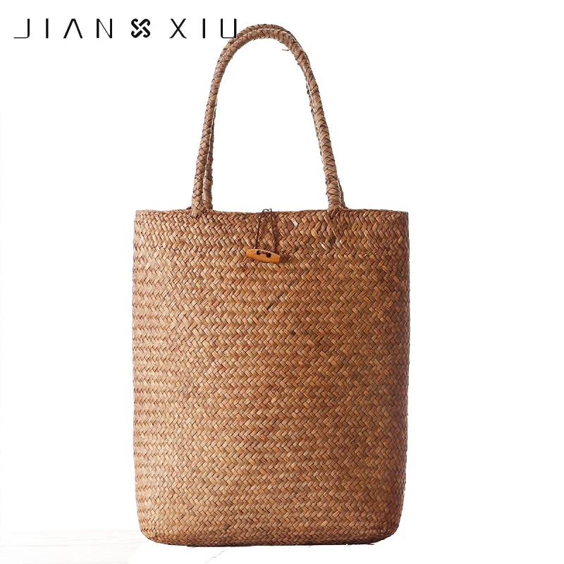 JIANXIU Women Fashion Handbags Tote Bags Handbag Wicker Rattan Bag Shoulder Bag 2 Colors