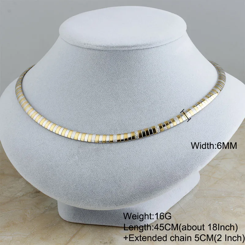 Трендовое женское ожерелье, ювелирные изделия из нержавеющей стали, золото/серебро, воротник, колье, ожерелье с удлиненной цепочкой, подарок на день рождения - Окраска металла: Necklace Gold 6MM