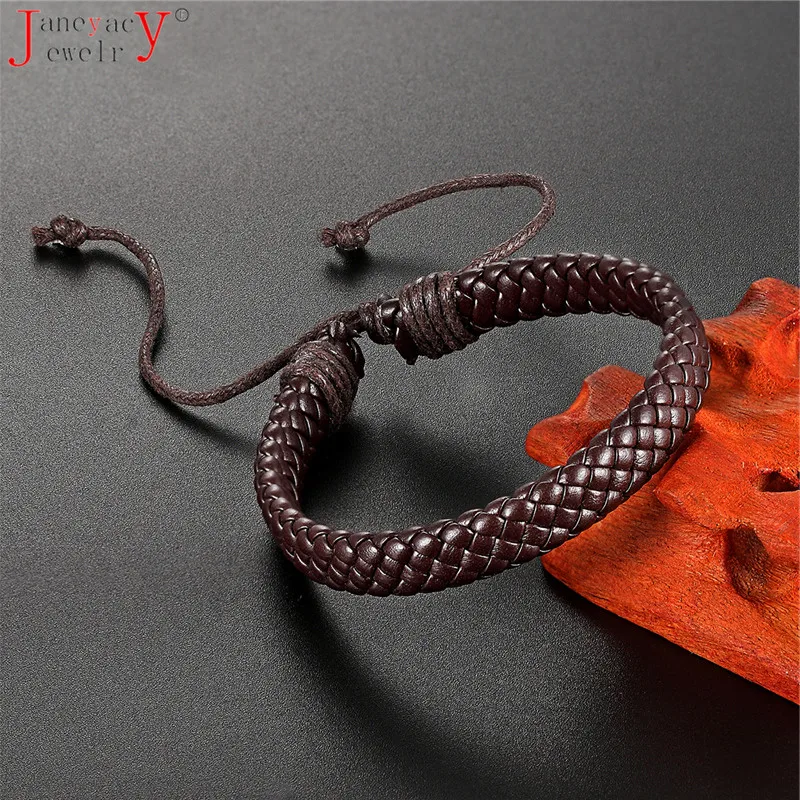 

European Fashion Hand-knitted Leather Bracelet Simple Retro Multi-color Optional Adjustable Sports Unisex Bracelet Jewelry