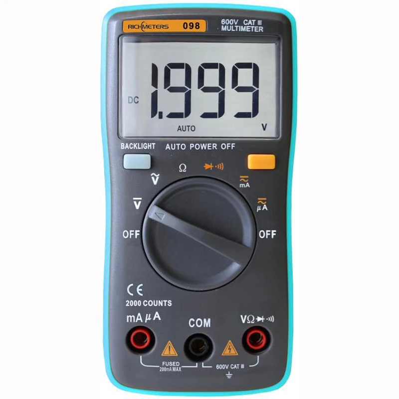 

RICHMETERS RM098 Digital Multimeter 2000 counts Auto-Ranging AC/DC Ammeter voltage meter Voltmeter Ohm send from russian