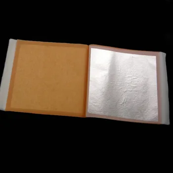 

1000 sheets (25 leaves per booklet) 95X95mm Pure Real Genuine Silver Leaf transfer silver leaf 99.99% Silver
