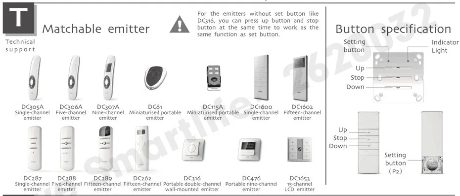 Dooya DC227A Single Channel RF433 Wall Receiver,fit Dooya S Motor S Tubular Blinds,work with Dooya RF433 Emitters like DC2700-10