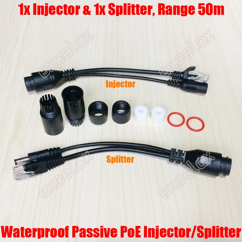 

RJ45 PoE Injector & Splitter Separator Connector Cable Power Supply Over Ethernet Outdoor Waterproof for Network IP Camera