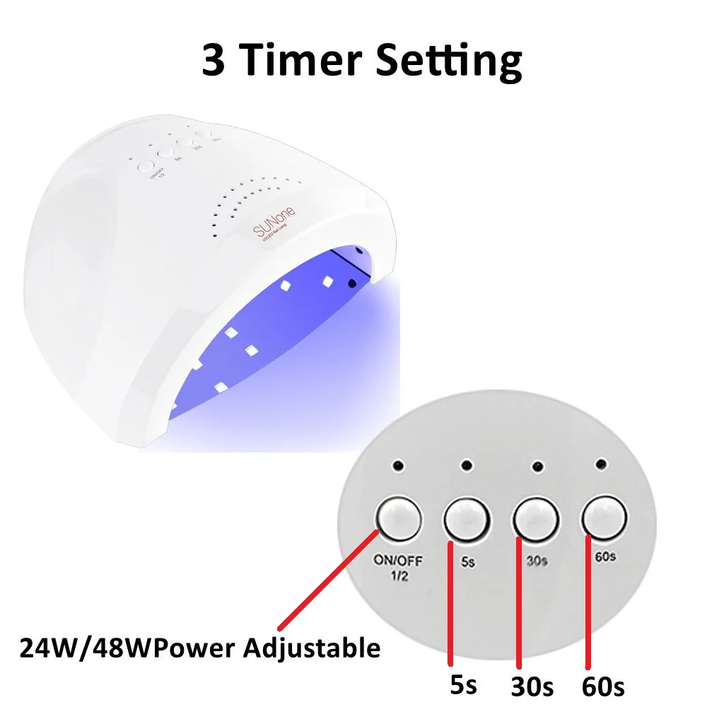 Sunone светодиодная УФ-лампа для ногтей Сушилка для ногтей всех типов гель 24 Вт/48 Вт ледяная лампа для маникюра Гель-лак отверждаемая лампа с датчиком 3 таймера