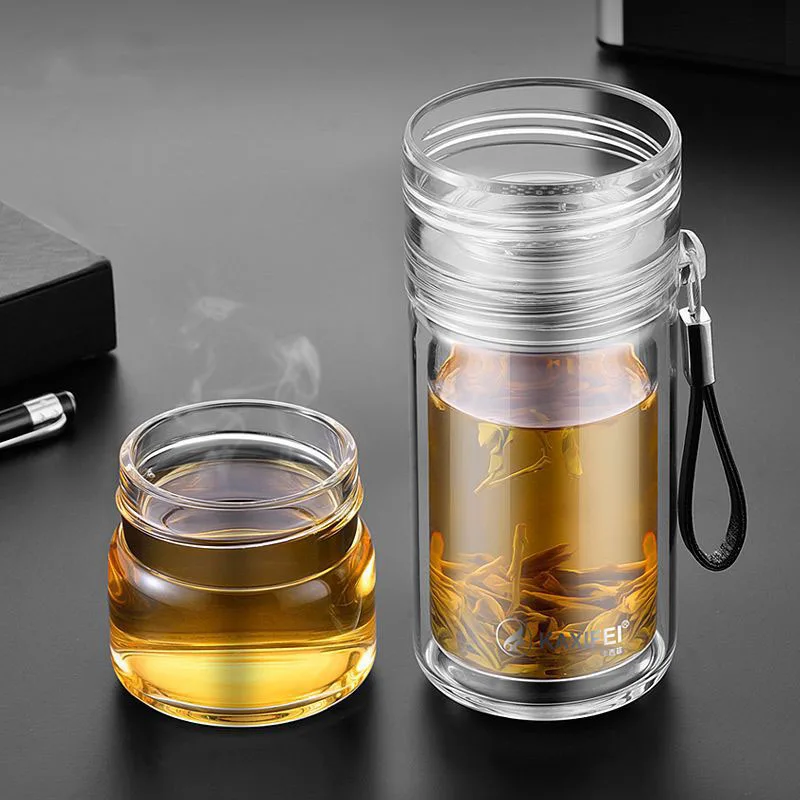 ZOOOBE 550 мл стеклянная чайная чашка с двойными стенками с тритановым чайным заварником стеклянная бутылка для воды портативная бутылка для мужчин путешествия