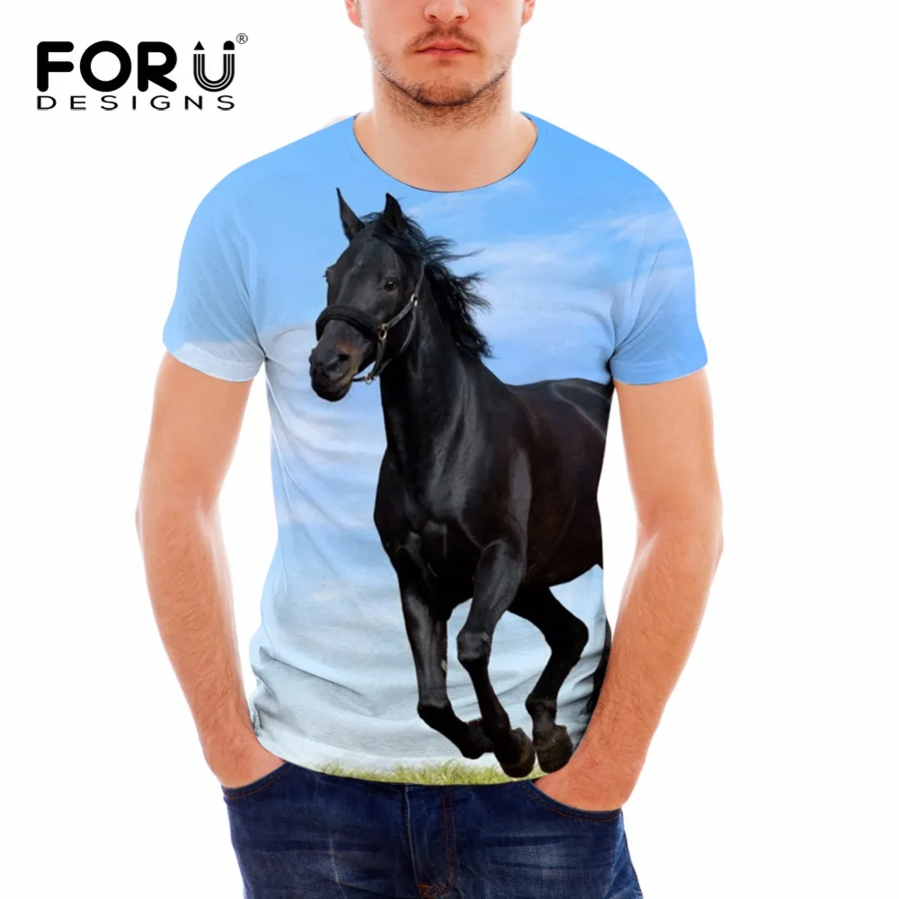 

FORUDESIGNS 3D Crazy Horse Printing T Shirt Men Groot O-Neck Summer Tops for Teenagers Males Fashion Short Sleeve Couple Tees