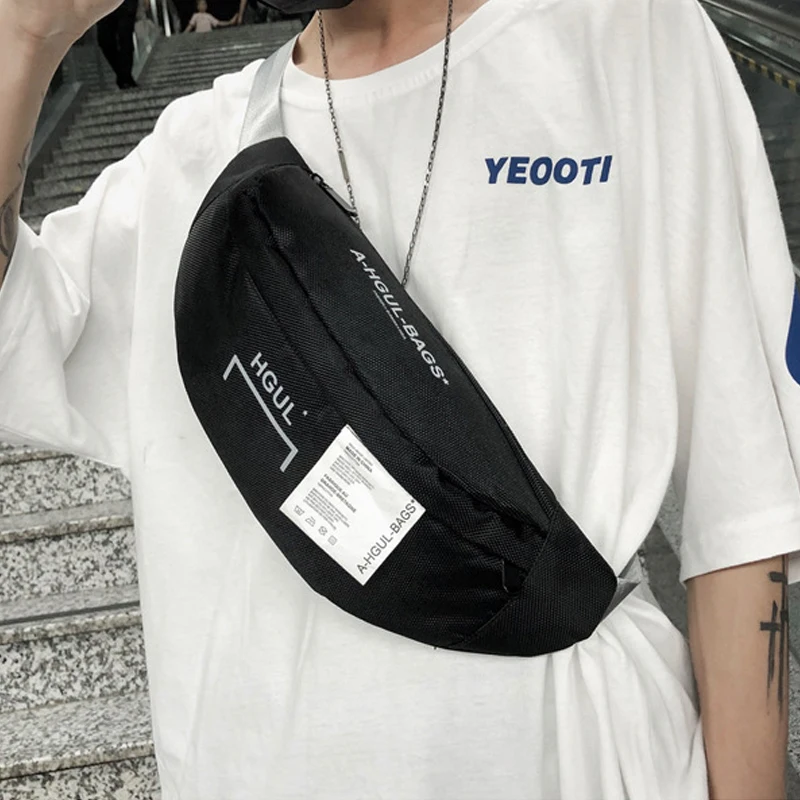 

Men Waist Bag Women 2019 New Canvas Streetwear Fanny Pack Travel Letter Bum Bag Packs Fashion Chest Pack Crossbody Bag Belt