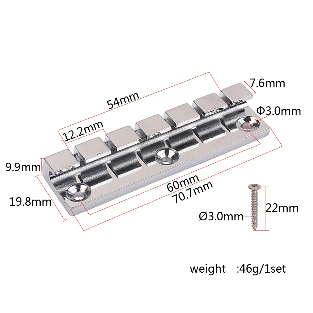Metal 6 String Guitar Bridge Stopbar Tailpiece with Mounting Screws for Electric Guitar Replacement Parts Accessories