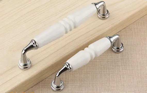 Цвета: белый, серебристый комод тянуть круглые ручки для ящиков Ручки Керамика Кухня шкаф ручки тянуть шкаф ручки оборудования 96 128 мм