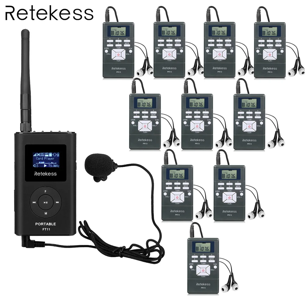 Retekess 1 FM Transmitter +10 FM Radio Receiver Wireless