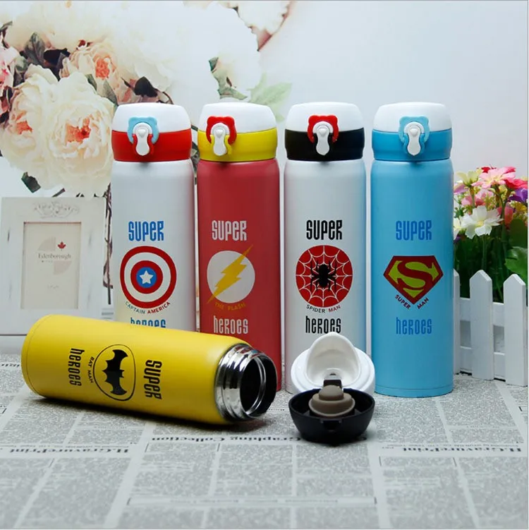 350ML-500ML-Super-Hero-Captain-America-Vacuum-Flasks-Mug-Cup-Spideman-Stainless-Steel-Water-Bottle-Thermoses
