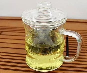 

1PC 300ML Glass Tea Cup Mug Set with Lid and Infuser Heat-resistant Glass Teapot Water Drinking Bottle Glass Drinkware EJO 1044