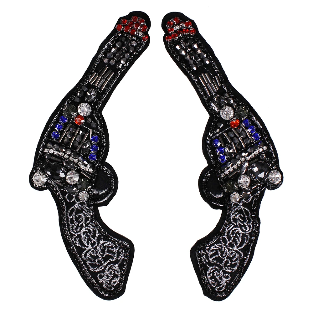 1pair craft gun model large pistol bead embroidery applique badge diy 1pair craft gun model large pistol bead embroidery applique badge diy