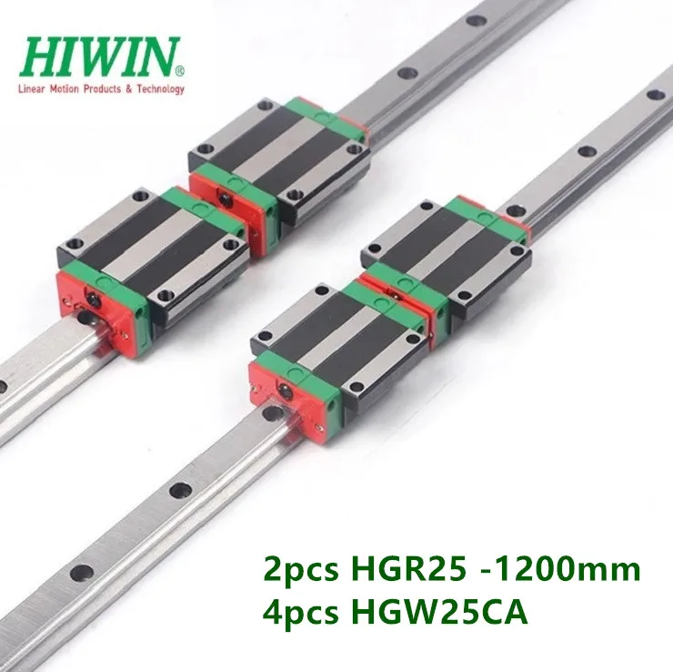 2 шт. 100% HIWIN линейный рельс HGR25-L 1200 мм Rail + 4 шт. HGW25CA линейных фланцевые блок подшипники