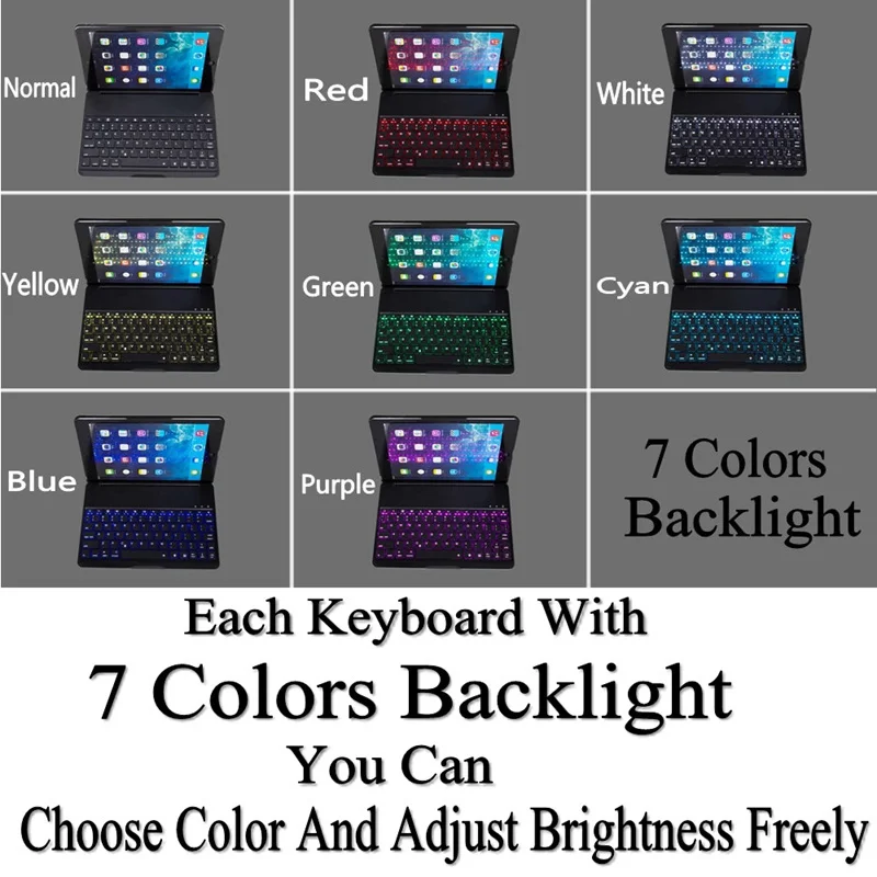7 Colors Backlit Light Wireless Bluetooth Keyboard Case Cover For iPad 9.7 New 2017 2018 A1822 A182