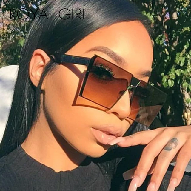 Special Price ROYAL GIRL 2018 New Color Women Sunglasses Unique Oversize Shield UV400 Gradient Vintage eyeglasses frames for Women #ss953