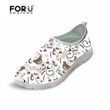 FORUDESIGNS/Женская обувь стильная футболка с изображением персонажей видеоигр медсестра и принтом "Панда", ботинки на плоской подошве с сеткой; женская летняя Повседневное пляжные Лоферы слипоны легкая обувь;