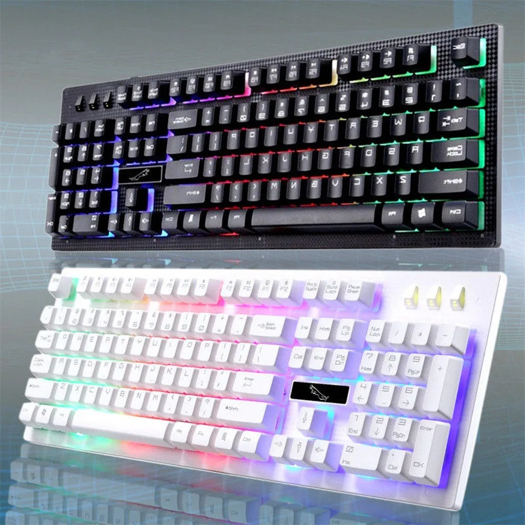 VOBERRY Проводная USB клавиатура RGB с подсветкой Подсветка светодиодный Радуга 104