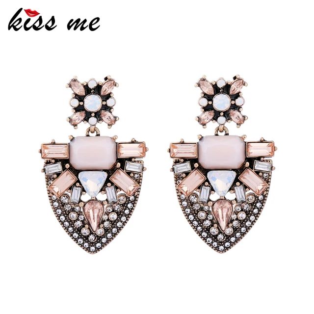 KISS ME Pink Geometric Crystal Earrings for Women 2017 Statement Earrings Alloy KISS ME Pink Geometric Crystal Earrings for Women 2017 Statement Earrings Alloy