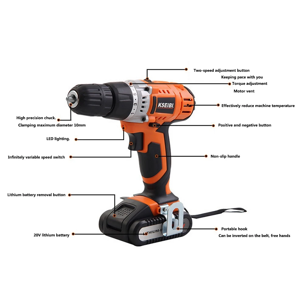 USB KSEIBI Small Electric Drill Cooling Fast Speed