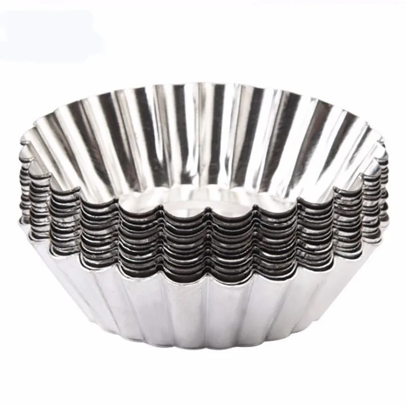 

FEIGO 10Pcs/set Tinplate High Temperature Resistance Egg Tart Mold Reusable Easy To Clean Non-Stick Cup Cake Baking Tools F1280