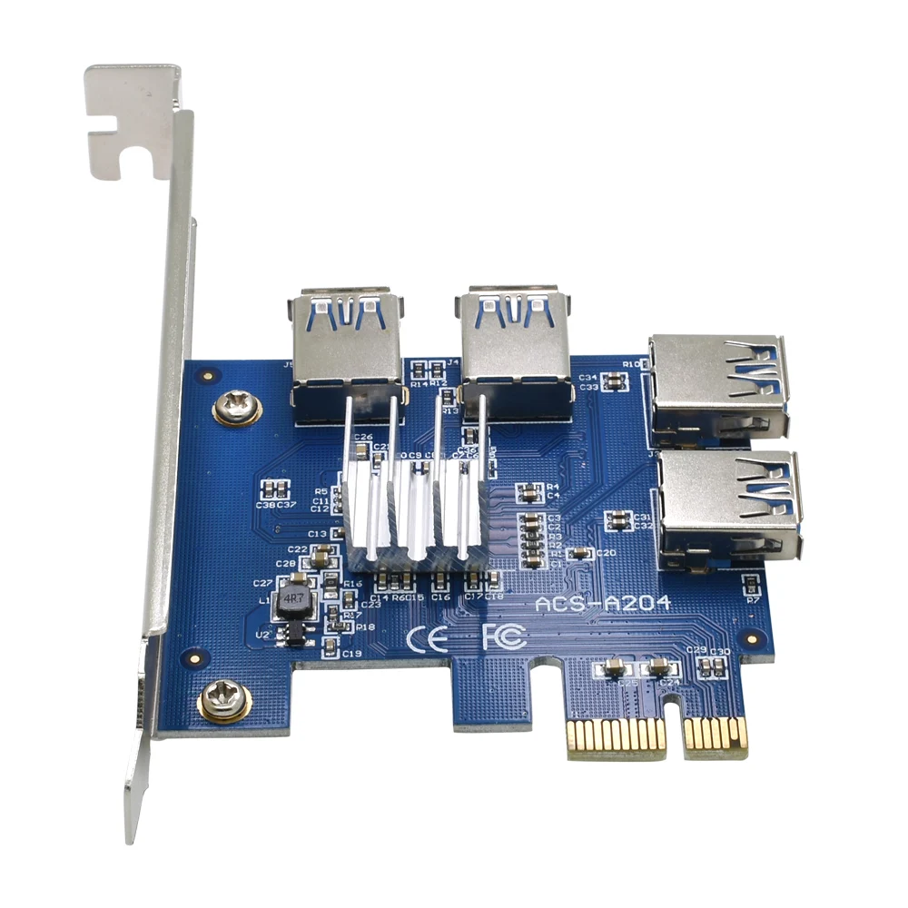 TISHRIC 2018 Горячая PCIE PCI E Express Riser Card от 1 до 4 USB 3 0 слот мультипликатор концентратор