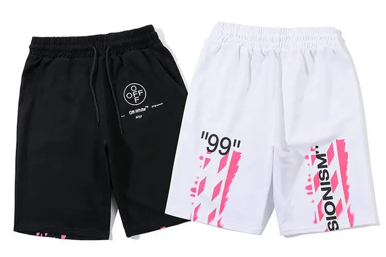 

"99" Rendering Graffiti 19SS Off-White OW Men/Women summer Couple Lovers models Fashion Cotton Casual Loose shorts short pants