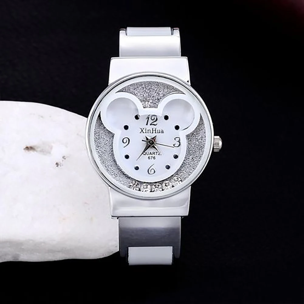 

Women's Bangle Watch Mickey Bracelet Watches Women Dress Analog Girl Wristwatches 2018 Ladies Casual Quartz Watch