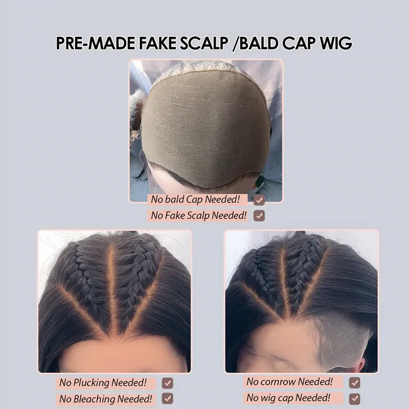  Fake Scalp Transparent Full Lace Wigs Invisible Knot Bleached Knots Natural Wave Glueless Preplucke