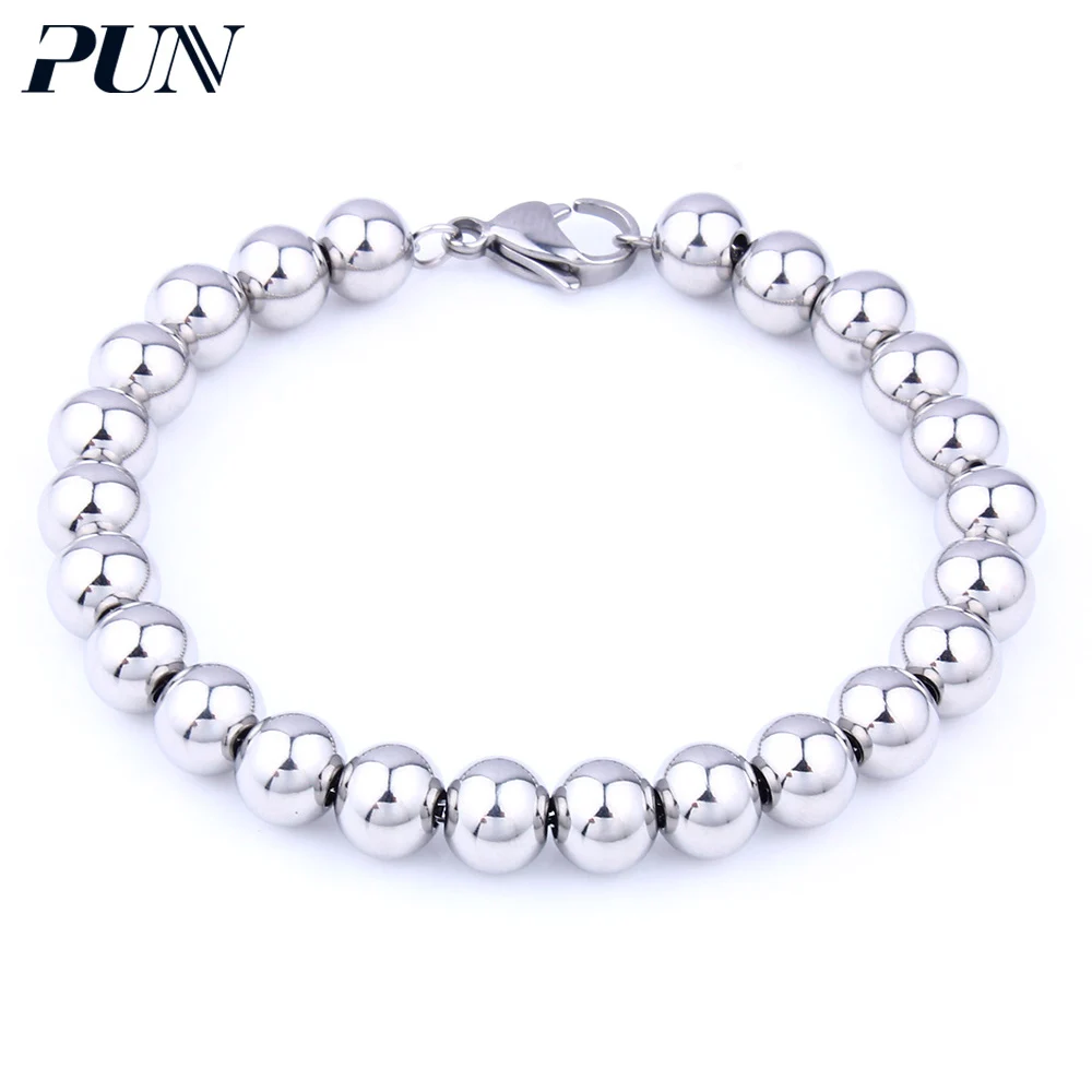PUN beads браслет цепочка звено браслеты из нержавеющей стали аксессуары ювелирные изделия для мужчин женщин Серебро Золото пара женщин мужской