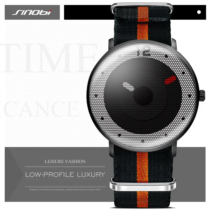 

Quartz Watch Men Sinobi Creative Geometric Clock Mens Watches Top Brand Luxury Nylon Wrist Watches Waterproof Hour Reloj Hombre